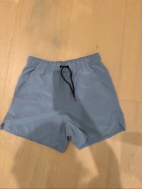 Nike Pale Blue Running Shorts with Black Drawstring